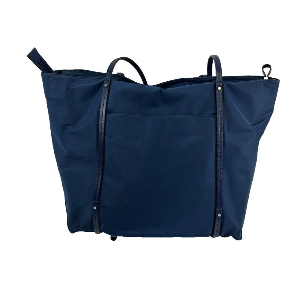 TUMI Voyageur Q Tote Bag Navy‎ Nylon Double Leather Straps Travel Quality Large
